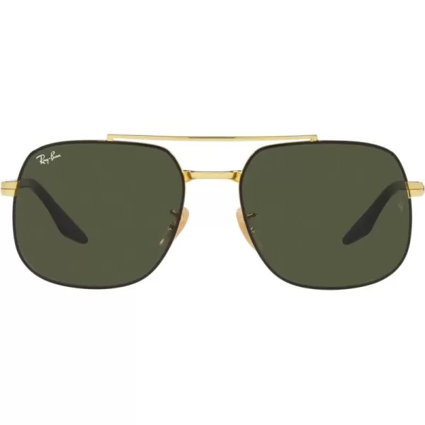 RayBan RB3699 Square SunglassesBlack on GoldGreen