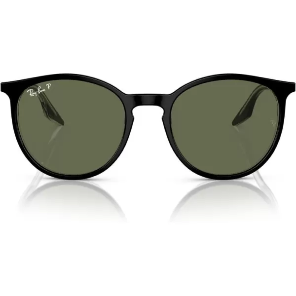 RayBan Rb2204 Round SunglassesBlack on TransparentGreen Polarized