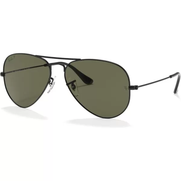 RayBan Rb3025 Classic Polarized Aviator SunglassesMatte BlackPolarized G15 Green