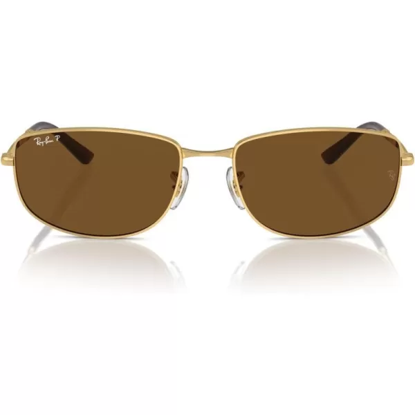 RayBan Rb3732 Rectangular SunglassesGoldBrown Polarized