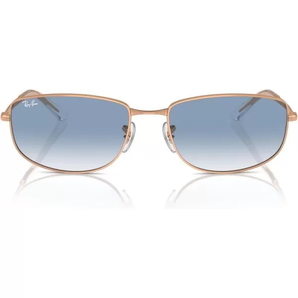 RayBan Rb3732 Rectangular SunglassesRose GoldClear Gradient Blue