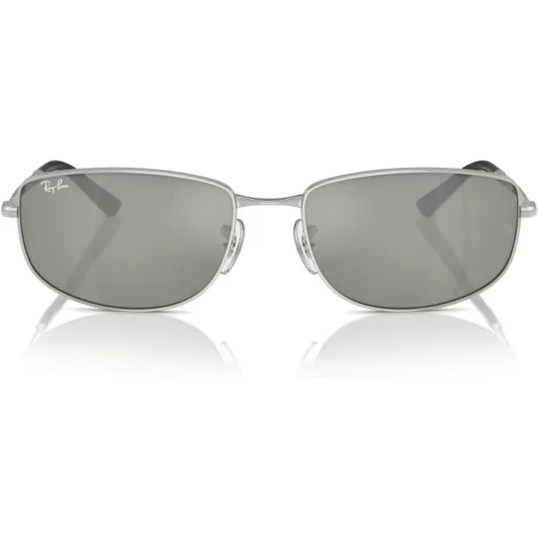 RayBan Rb3732 Rectangular SunglassesSilverGreen Mirrored Silver