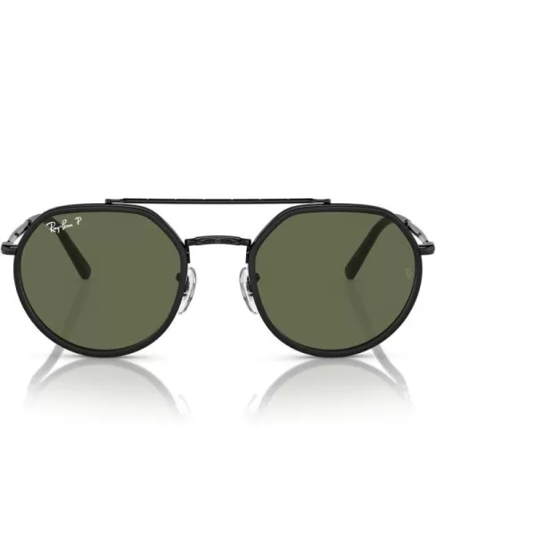 RayBan Rb3765 Round SunglassesBlackGreen Polarized