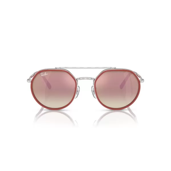 RayBan Rb3765 Round SunglassesSilverBrown Gradient Brown Mirrored Pink