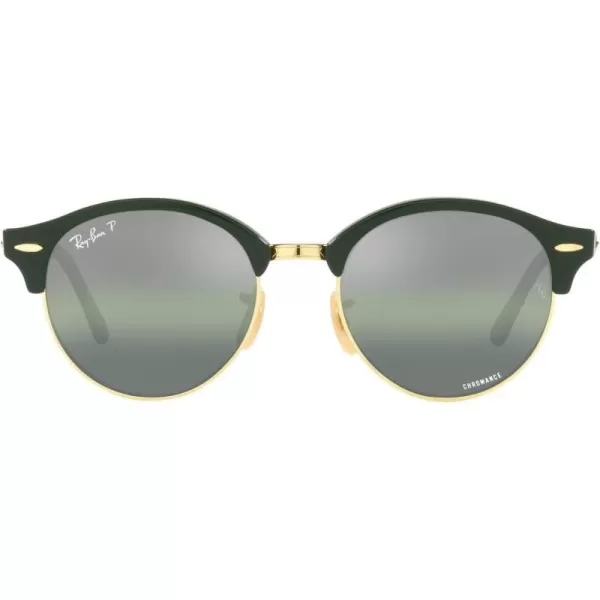 RayBan Rb4246 Clubround Round SunglassesGreen on GoldDark Green Gradient Mirrored Polarized