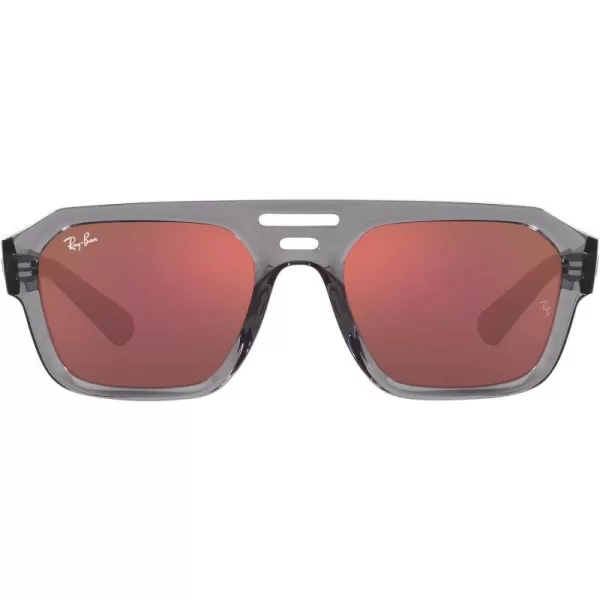 RayBan Rb4397 Corrigan Square SunglassesTransparent GreyDark Violet Mirrored Red