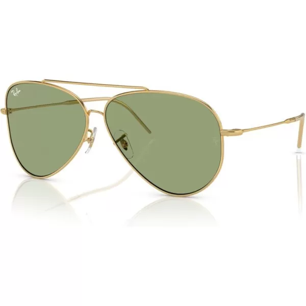 RayBan Rbr0101s Aviator Reverse SunglassesGoldGreen