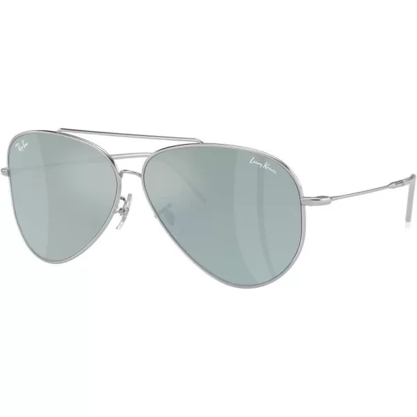 RayBan Rbr0101s Aviator Reverse SunglassesLenny Kravitz SilverGreen Mirrored Silver