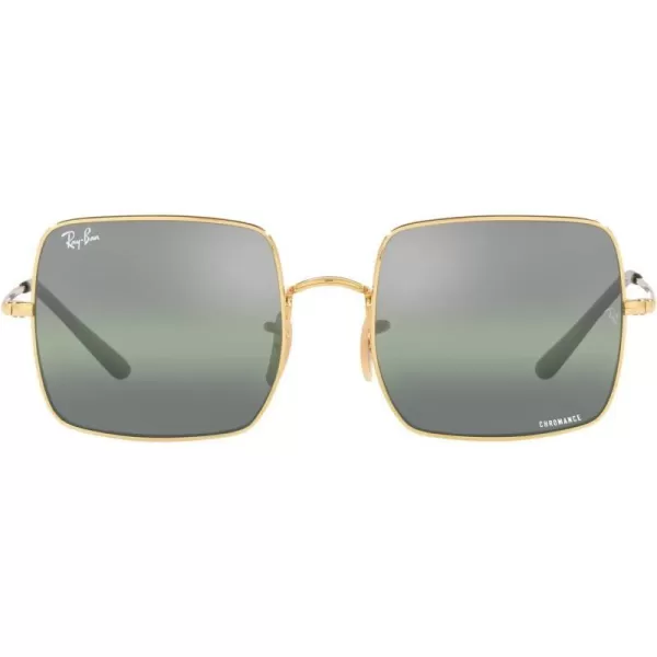 RayBan Womens Rb1971 Square SunglassesGoldGreen Mirrored Polarized