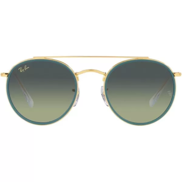 RayBan Womens Rb3647n Double Bridge Round SunglassesLegend GoldGreen Vintage