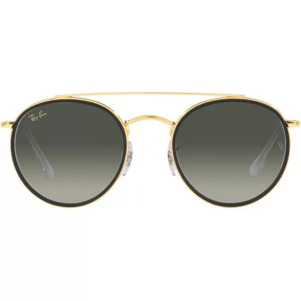 RayBan Womens Rb3647n Double Bridge Round SunglassesLegend GoldGrey Gradient