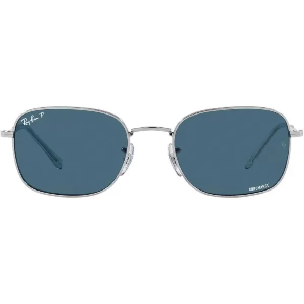 RayBan Womens Rb3706 Square SunglassesSilverPolarized Blue