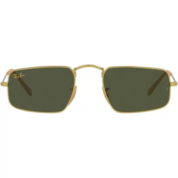 RayBan Womens Rb3957 Julie Rectangular SunglassesLegend GoldGreen