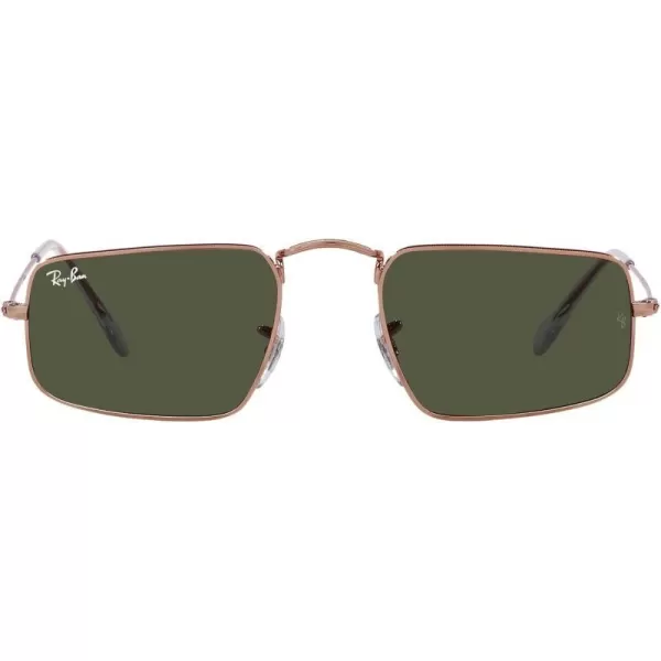 RayBan Womens Rb3957 Julie Rectangular SunglassesRose GoldGreen