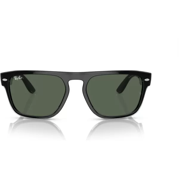 RayBan Womens Rb4407 Square SunglassesBlack Transparent BlackDark Green