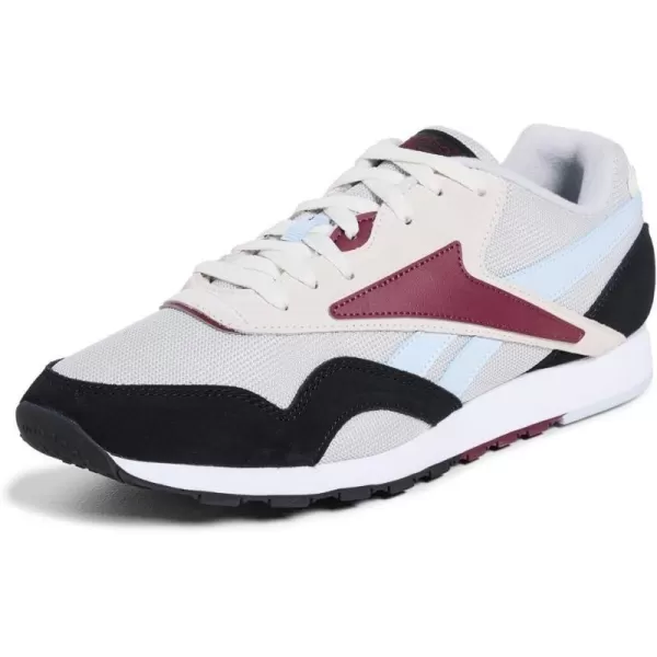 Reebok Mens Classic Nylon Plus SneakerBlackSteely FogMaroon