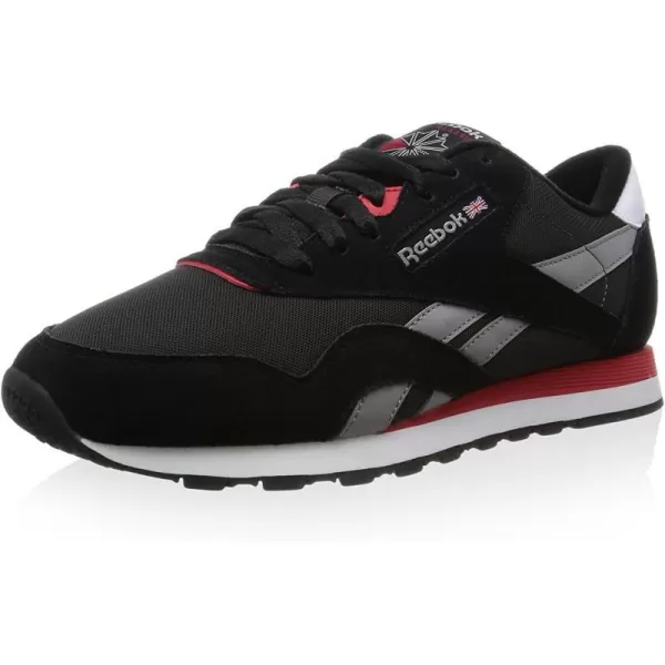 Reebok Mens Classic Nylon SneakerBlack Grey Red White Black Coal Tin Grey Scarlet White