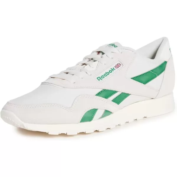 Reebok Mens Classic Nylon SneakerChalkGlen GreenWhite