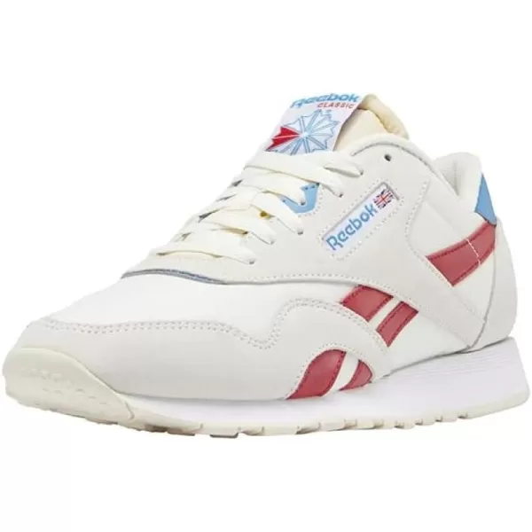 Reebok Mens Classic Nylon SneakerChalkScarletCyanWhite