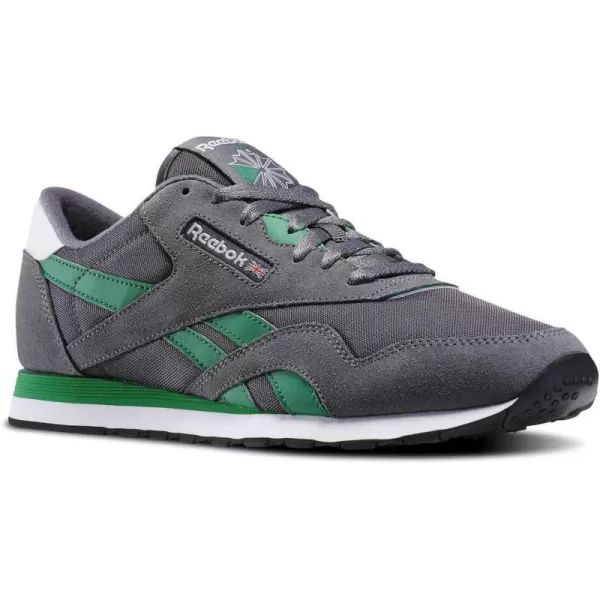 Reebok Mens Classic Nylon SneakerGray Green White Black Alloy Ash Gray Basil Green White Black