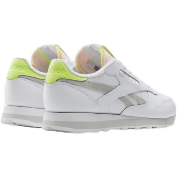 Reebok Womens Classic Leather SneakerFootwear WhitePure Grey 2Acid Yellow