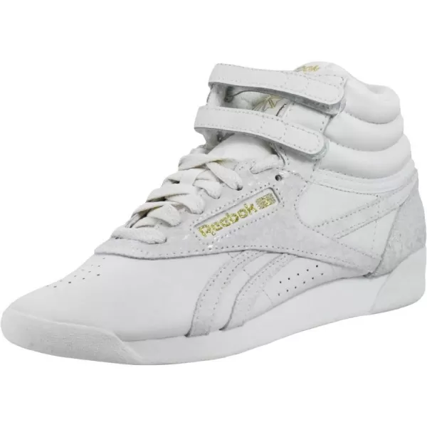 Reebok Womens Freestyle Hi High Top SneakerChalkChalkGoldmt