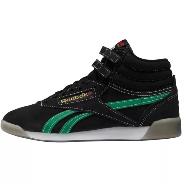 Reebok Womens Freestyle Hi High Top SneakerCore BlackGlegrnVecr