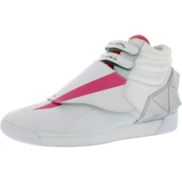 Reebok Womens Freestyle Hi High Top SneakerWhiteCharged PinkSilver Metallic