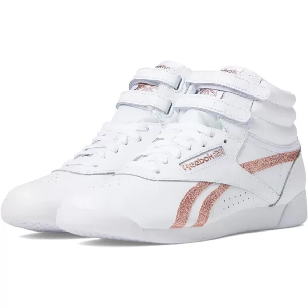 Reebok Womens Freestyle Hi High Top SneakerWhiteRose Gold