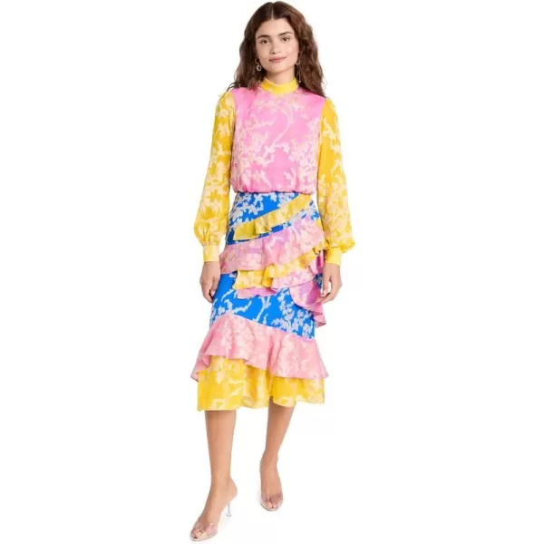 SALONI Womens Isa Ruffle DressBright LemonPeony