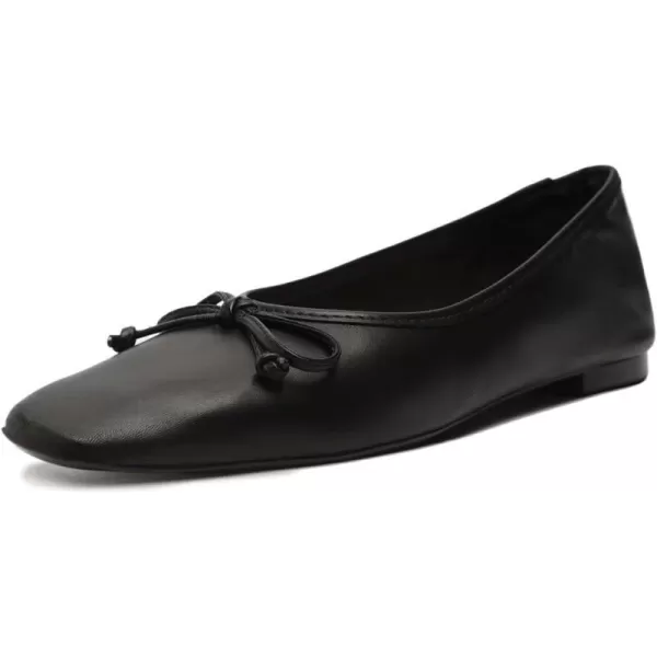 SCHUTZ Womens Ballerina Arissa Bow Leather FlatBlack