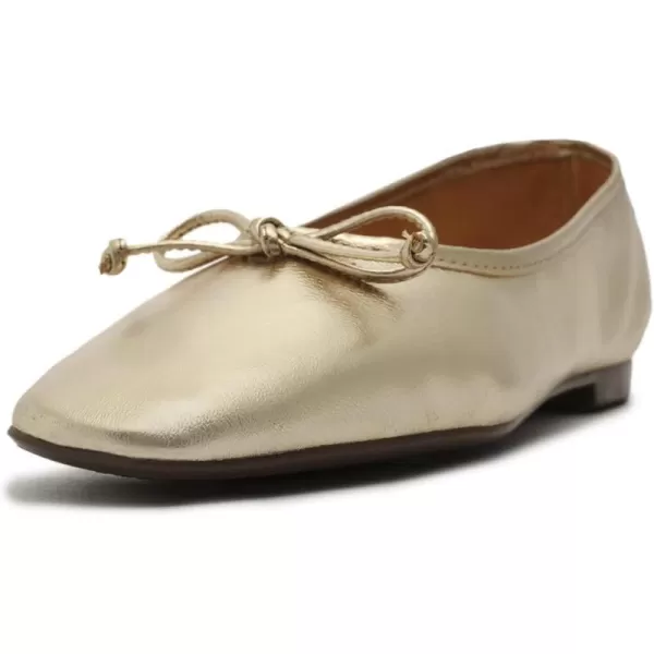 SCHUTZ Womens Ballerina Arissa Bow Leather FlatGold