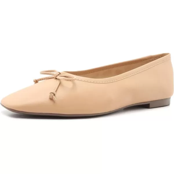 SCHUTZ Womens Ballerina Arissa Bow Leather FlatHoney Beige