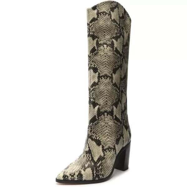 SCHUTZ Womens Maryana Block Heels Knee High BootNatural Snake