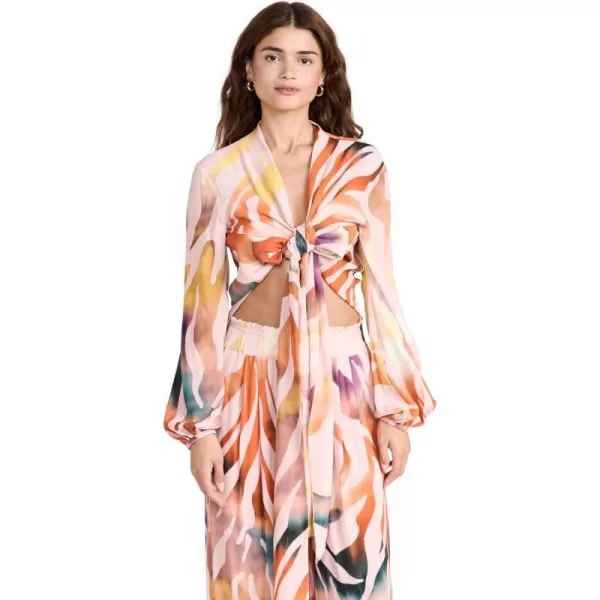 SILVIA TCHERASSI Womens Honey BlouseBlush Prismatic Abstract Zebra