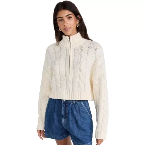 STAUD Womens Cropped Hampton SweaterIvory