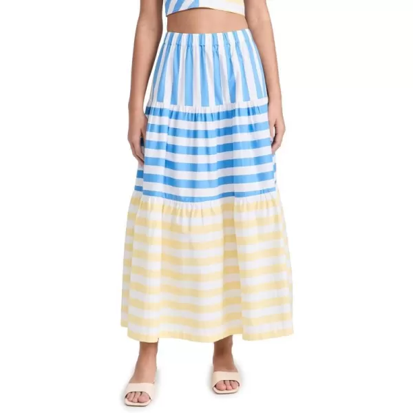 STAUD Womens Idalino SkirtButtercup Seashore Stripe