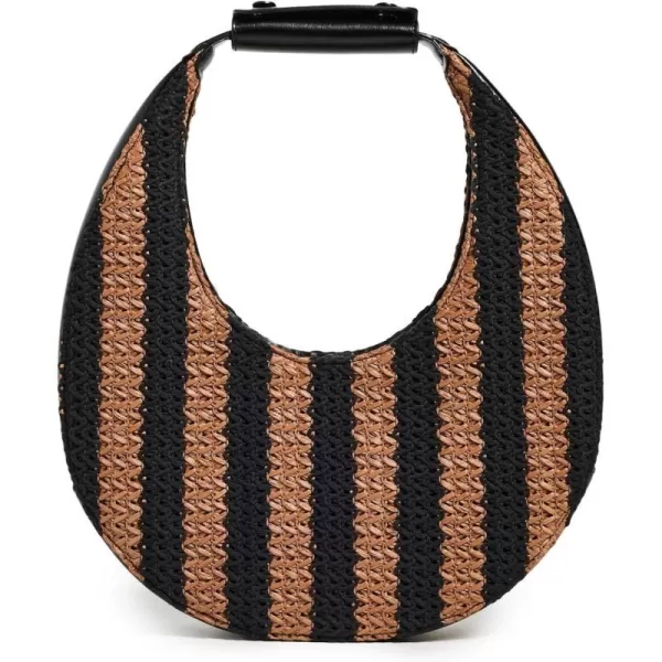 STAUD Womens Moon Tote BagBlackTan Seashore Stripe