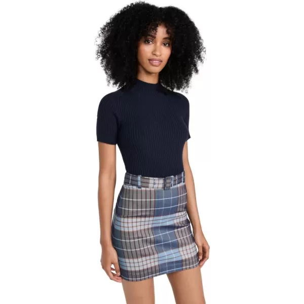 STAUD Womens Patsy DressFrench Blue Mega PlaidNavy