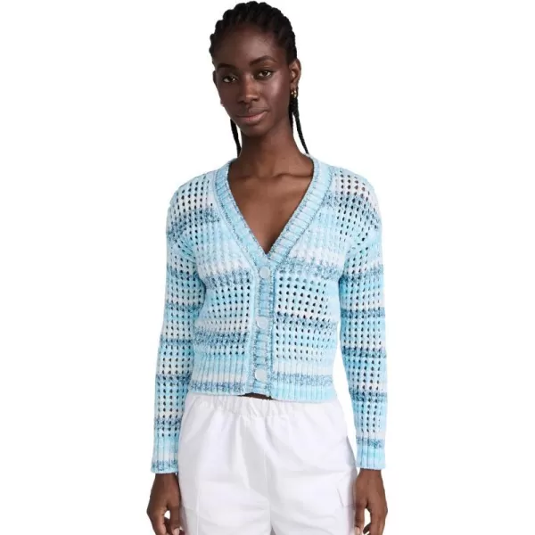 SUNDRY Womens Boxy Crochet CardiganAruba Blue