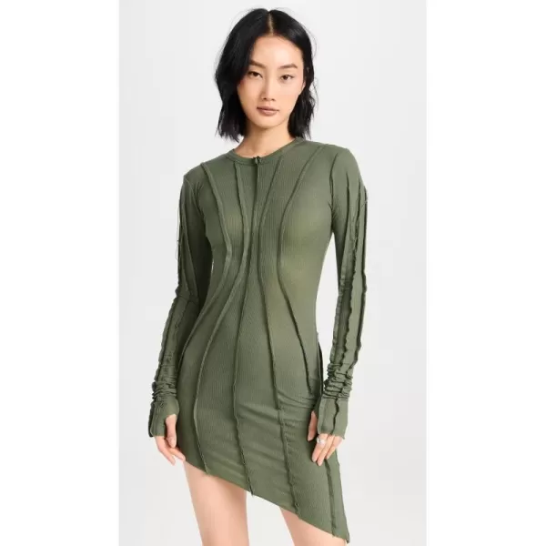 Sami Miro Vintage Womens Asymmetric Long Sleeve Mini Dress Army Green SSami Miro Vintage Womens Asymmetric Long Sleeve Mini Dress Army Green S