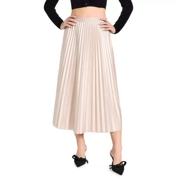 Saylor Womens Pavla Metallic Leather Midi SkirtWhite Gold