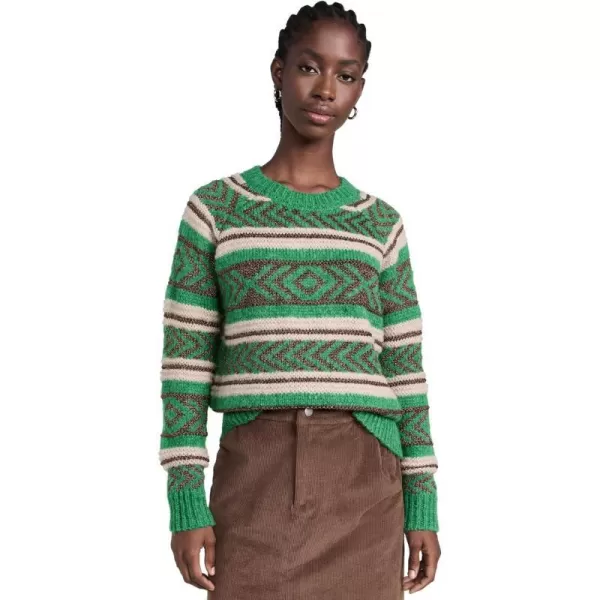 Scotch amp Soda Womens Metallic Fair Isle PulloverFrozen Mint