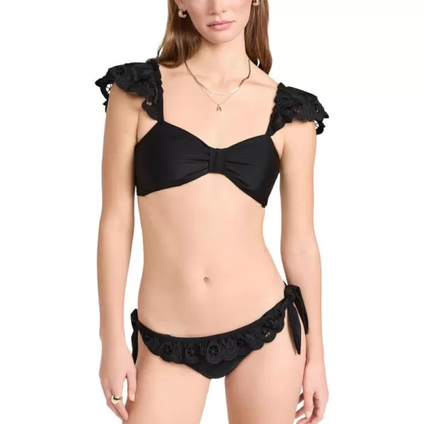 Sea Womens Arabella Embroidered Bikini TopBlack