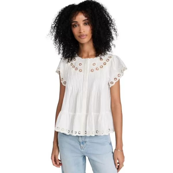 Sea Womens Arabella Embroidery Flutter Sleeve Tank TopCream