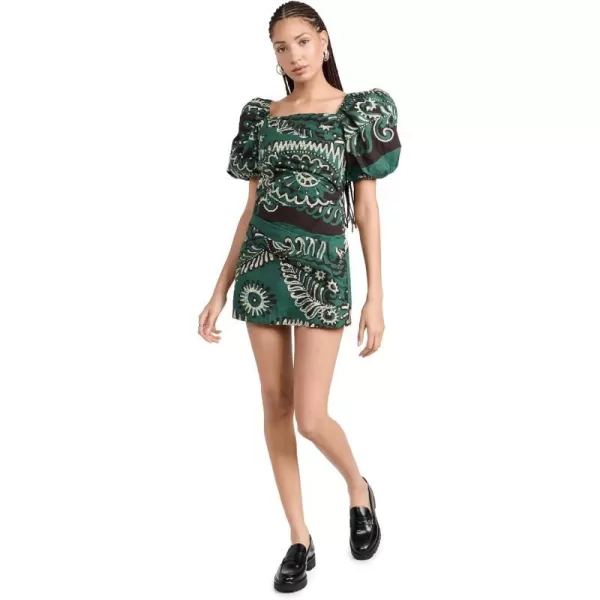 Sea Womens Charlough Print Puff Sleeve Draped DressGreen