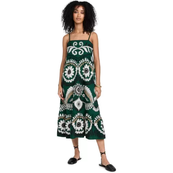 Sea Womens Charlough Print Sleeveless Embroidered DressGreen