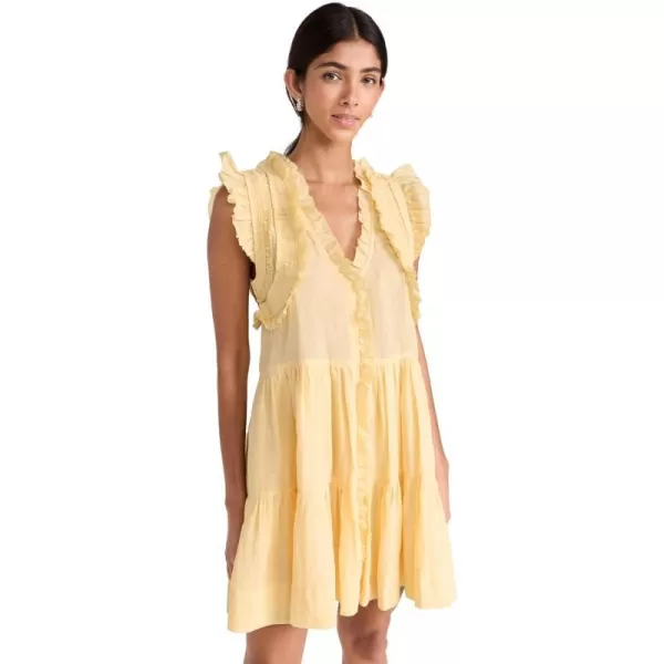 Sea Womens Cole Smocked Flutter Sleeve DressYellow