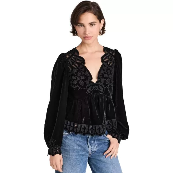 Sea Womens Dana Embroidery Velvet TopBlack