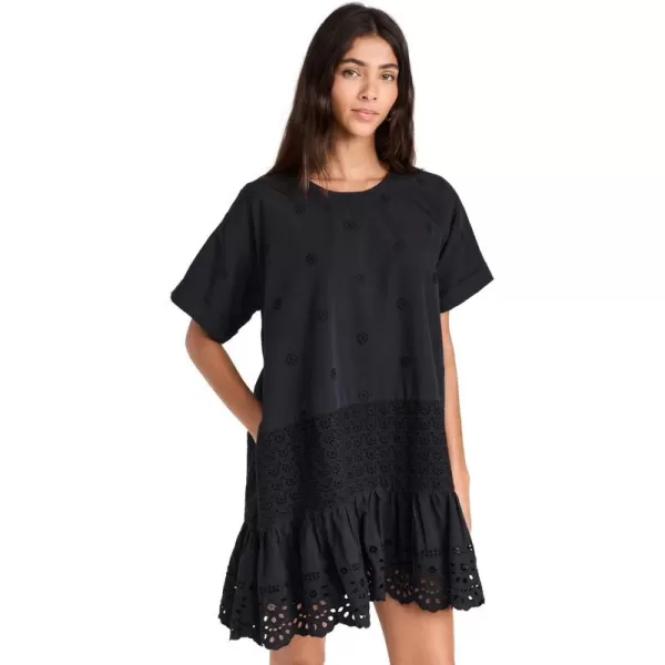 Sea Womens Elysse Embroidery Short Sleeve Tunic DressBlack